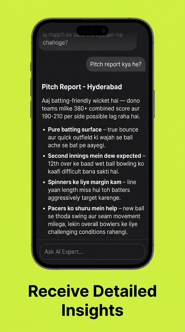 CricSignal Pitch Report and insights screen