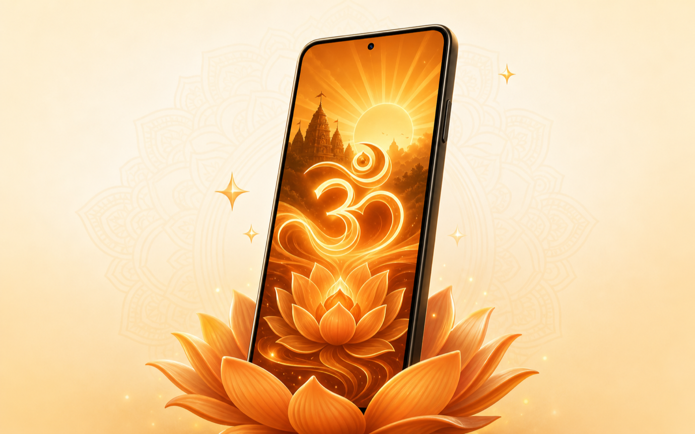 Phone with an original devotional wallpaper illustration